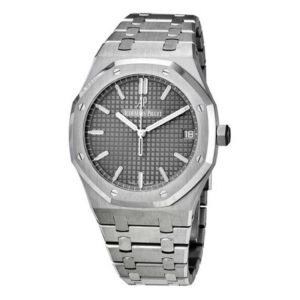 Luxury Steel Sports Watch with Grey Tapisserie Dial